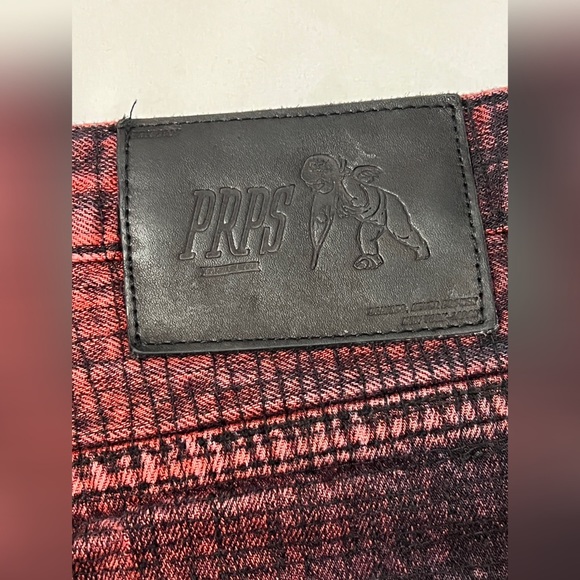 PRPS Denim Button Fly Shorts Barracuda Size 42 Red Black Distressed - Picture 5 of 12